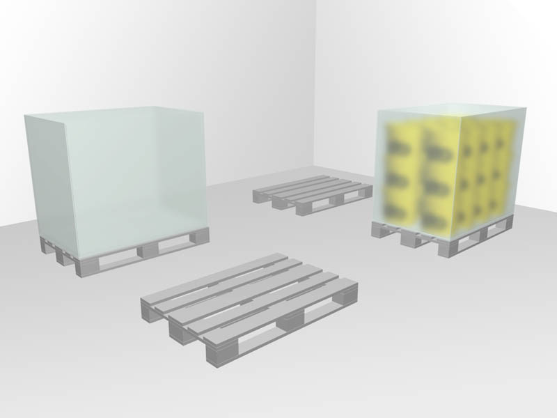 Simulation Palette mit Kübel